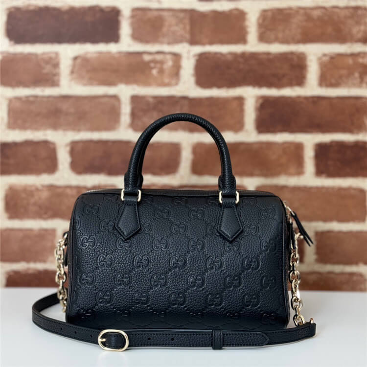 Replica Gucci GG Emblem Small Top Handle Bag 815255 AAEEM 1000 (4)