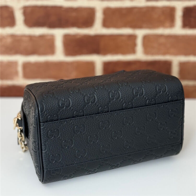 Replica Gucci GG Emblem Small Top Handle Bag 815255 AAEEM 1000 (5)