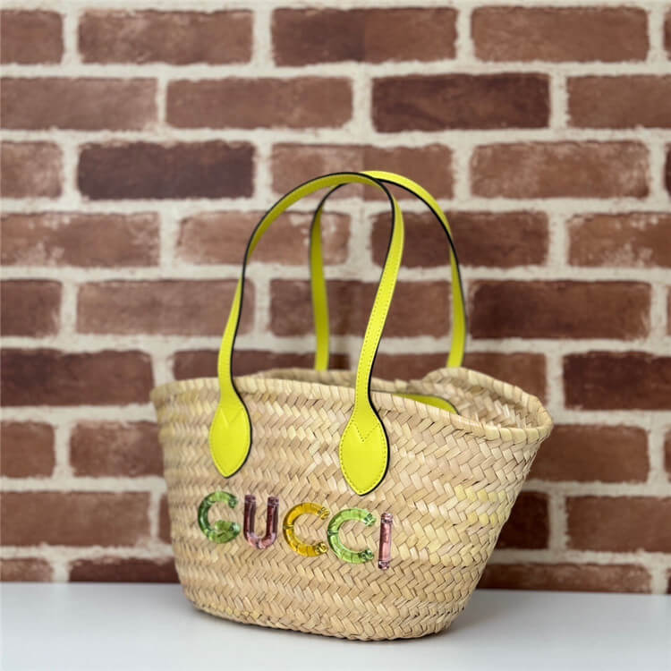 Replica Gucci Mini Straw Tote With Gucci Logo 782381 9AAE6 9563 (3)