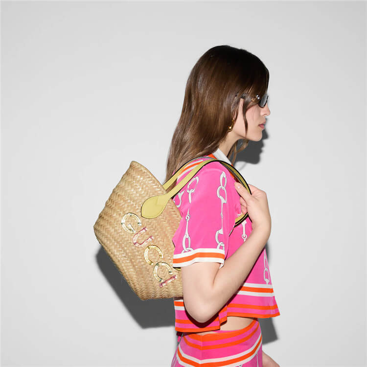 Replica Gucci Mini Straw Tote With Gucci Logo 782381 9AAE6 9563 (7)